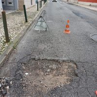 Trabalhos de tapamento de buracos no pavimento